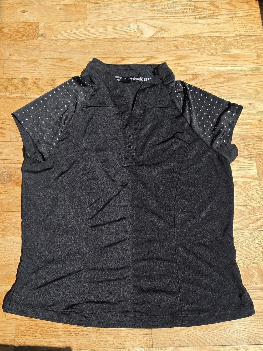 (M) jamie sadock Black Polo with Dot-Accent Sleeves Golf 80s 90s Classic Vintage